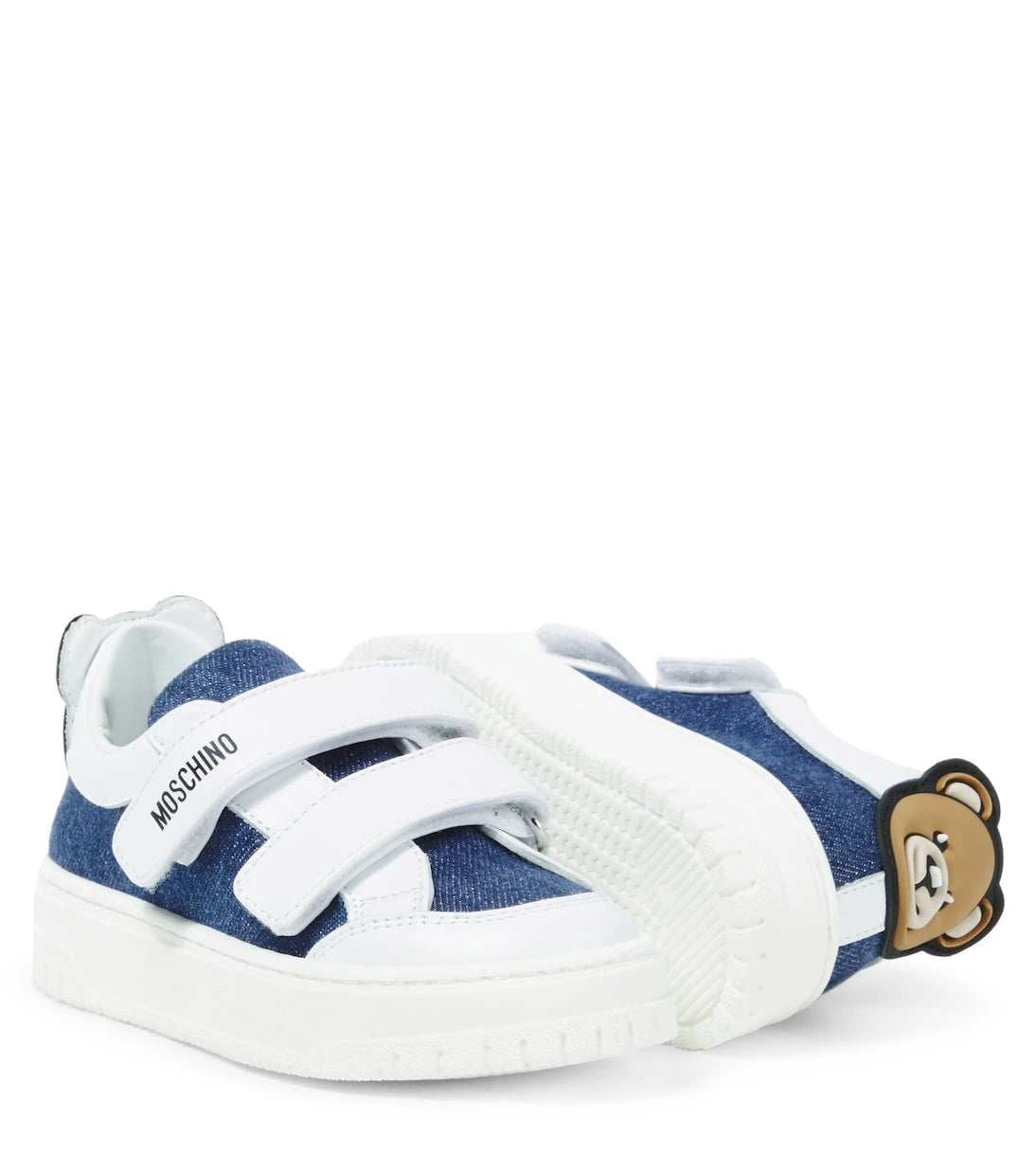 Moschino Kids - Leather-trimmed canvas sneakers