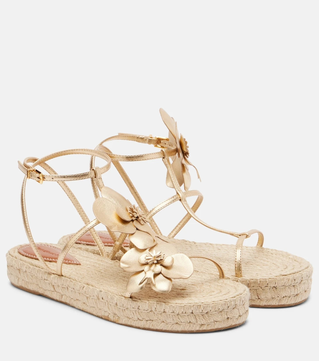 Zimmermann - Floral-appliqué leather espadrille sandals