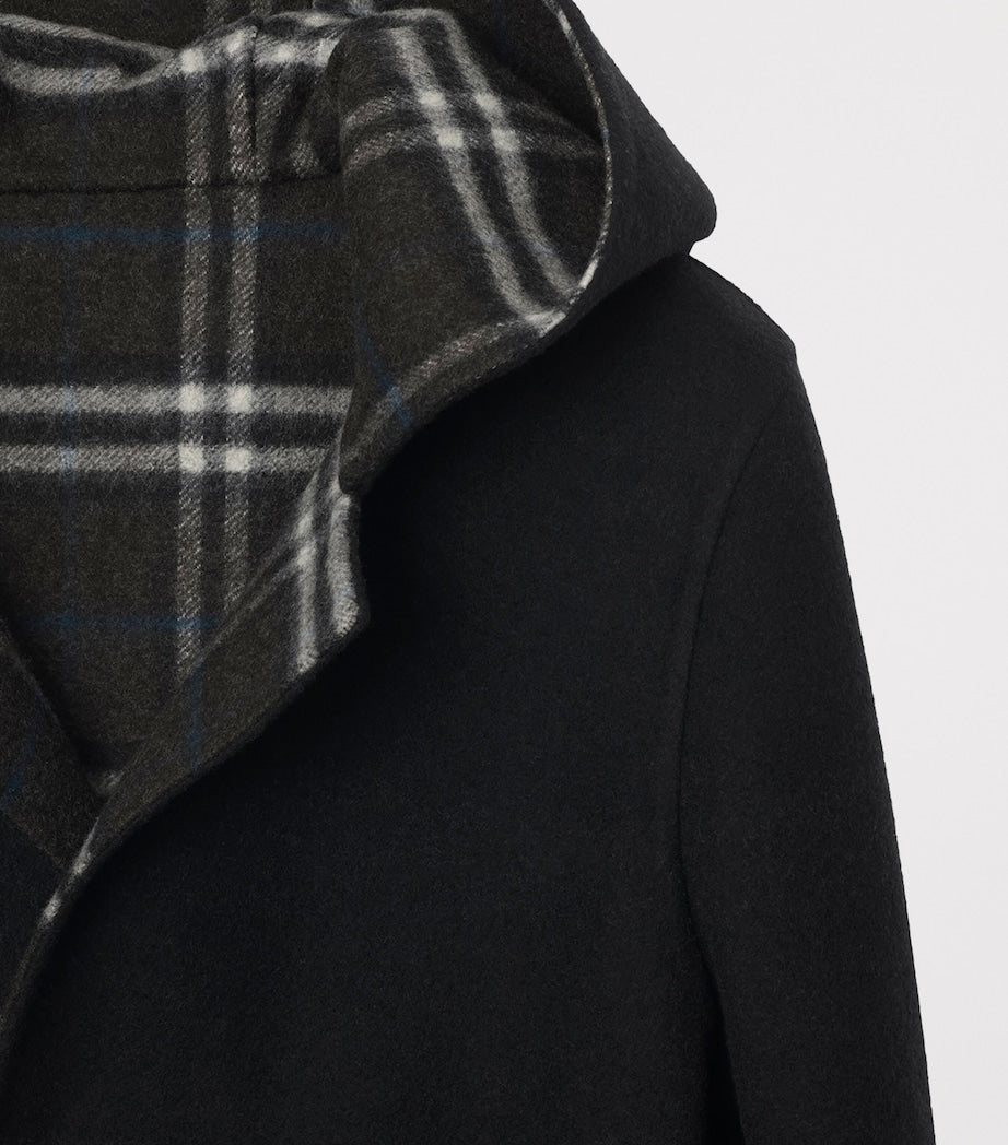 Burberry Wool Reversible Hooded Wrap Coat