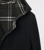 Burberry Black Wool Reversible Hooded Wrap Coat