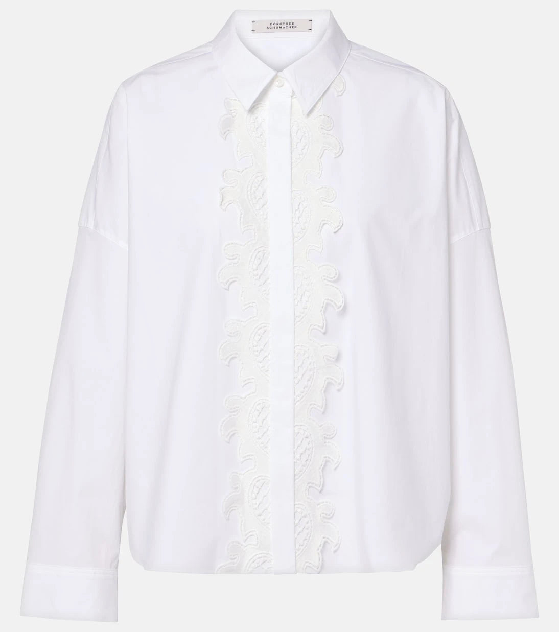 Dorothee Schumacher - Lace-trimmed cotton-blend poplin blouse