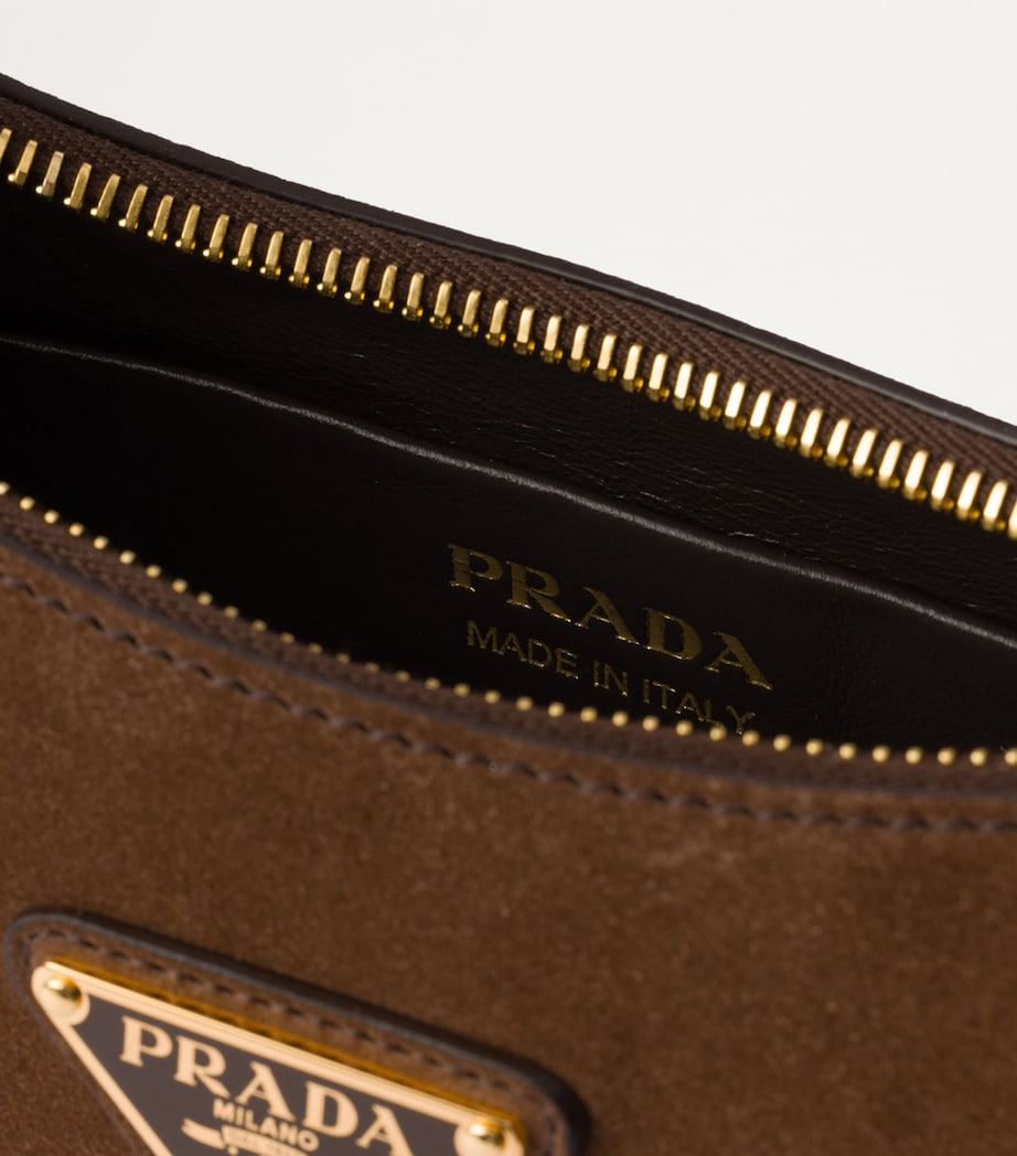 Brown Suede Arqué Shoulder Bag