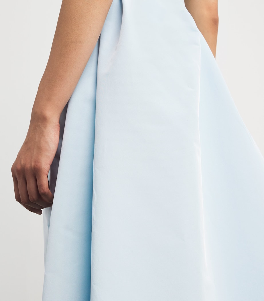 Monique Lhuillier Blue Draped Off-The-Shoulder Gown