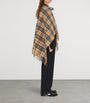 Beige Wool-Cashmere Check Cape
