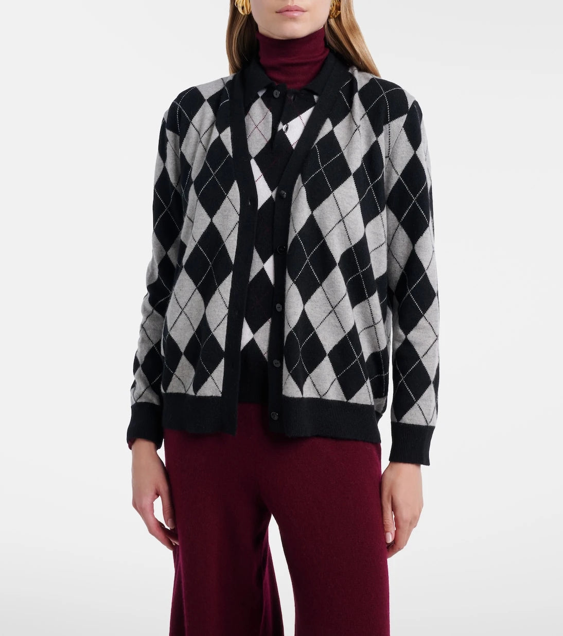 Lisa Yang - Raelyn argyle cashmere cardigan