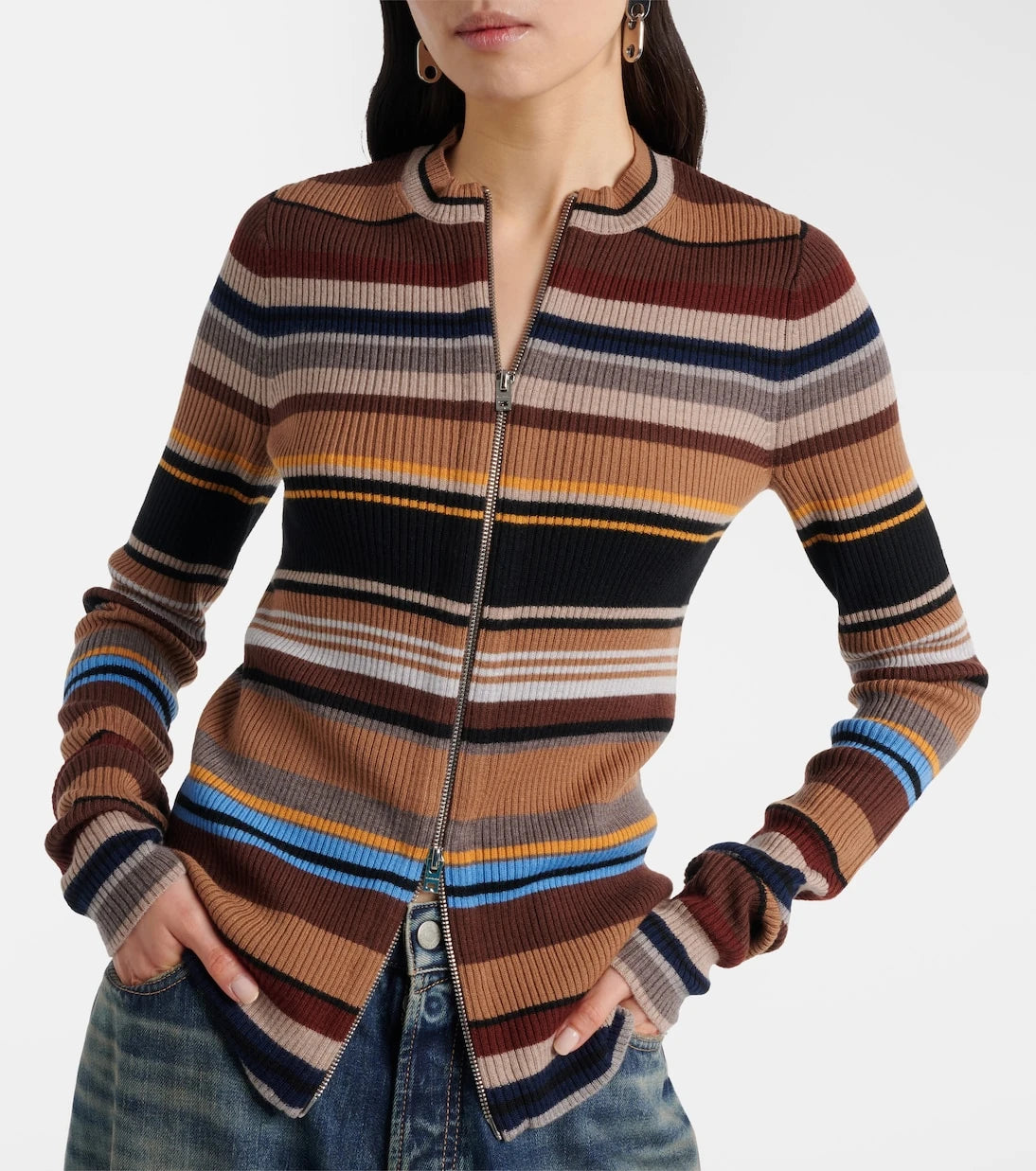 Acne Studios - Kilian striped zip-up wool cardigan