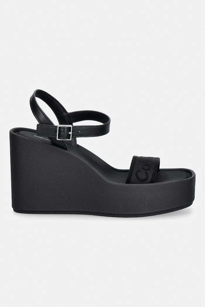 Calvin Klein kama topuklu sandalet ayakkabı WEDGE 70 SNDL WEBBING LTH