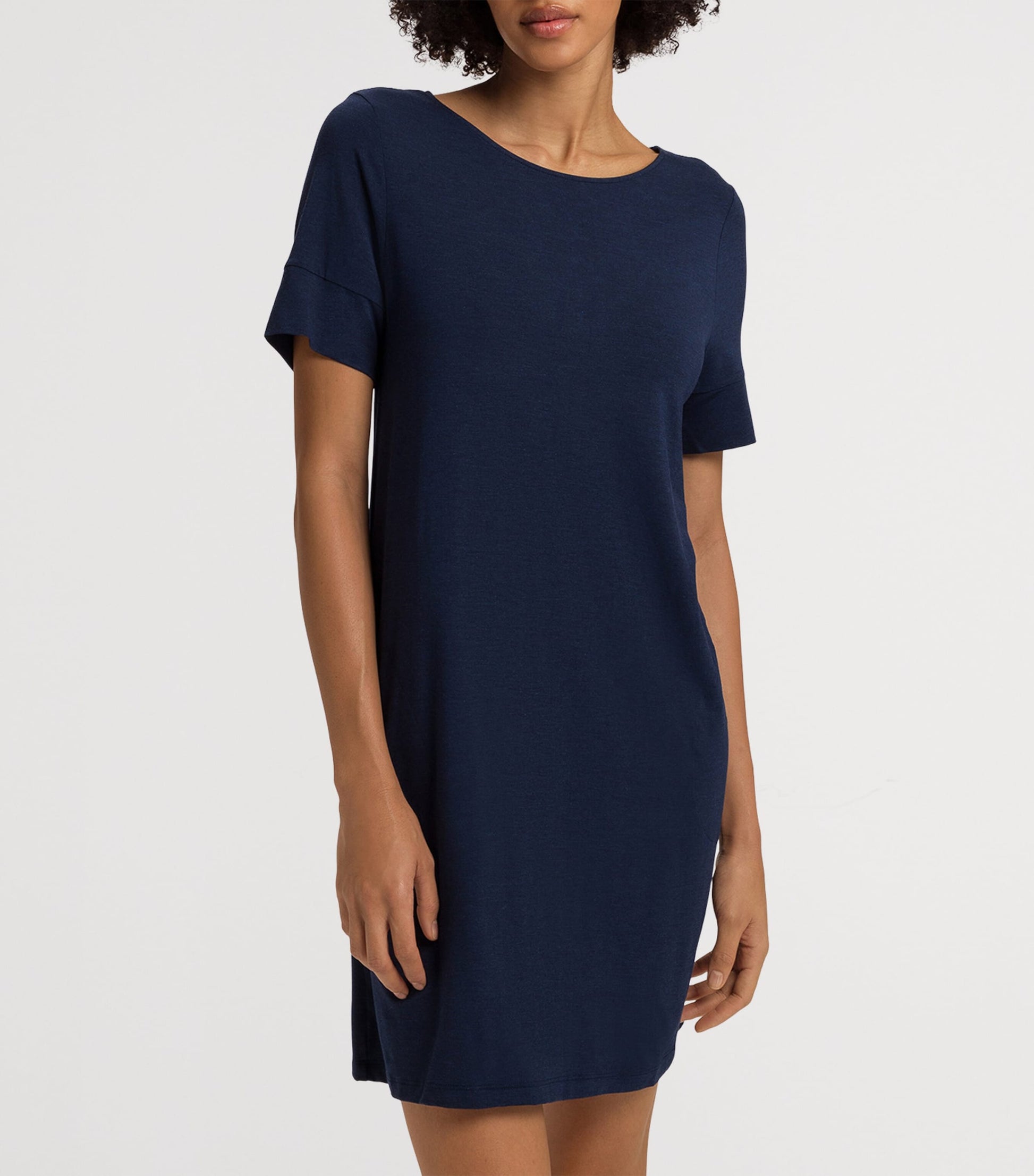 Hanro Navy Short-Sleeve Nightdress