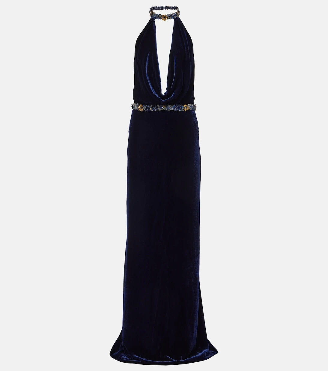 Costarellos - Crystal-embellished velvet gown