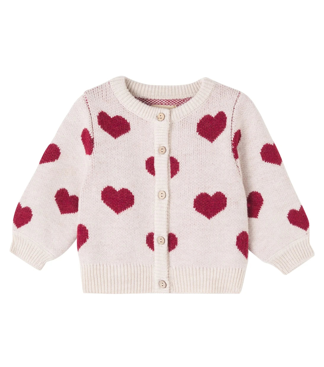 Wheat - Baby Hearts jacquard wool cardigan