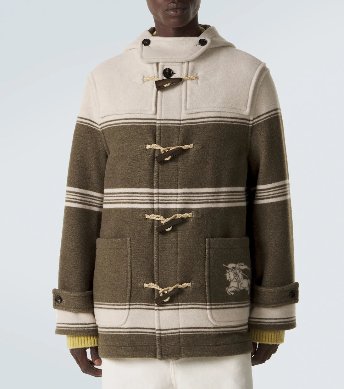 Burberry - Striped wool and cotton-blend duffel coat