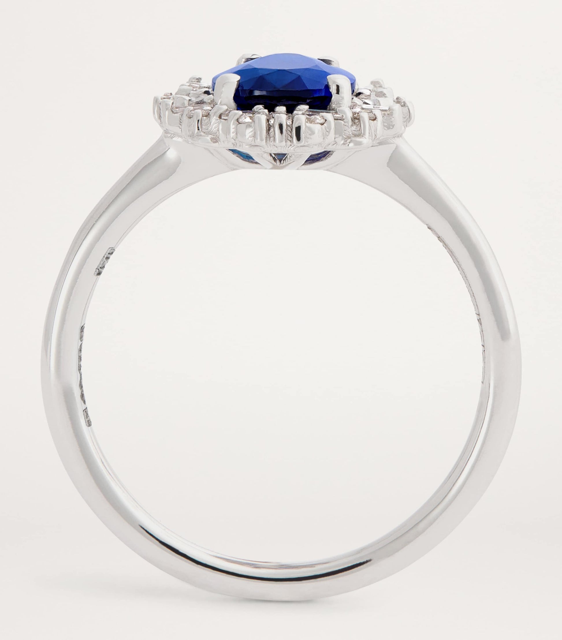 White Gold, Sapphire and Diamond One of a Kind Teardrop Ring (Size 6.75)