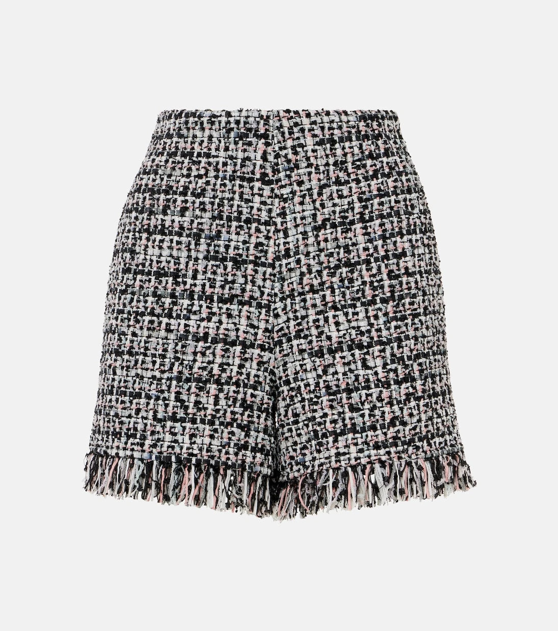 Self-Portrait - Fringed high-rise bouclé shorts