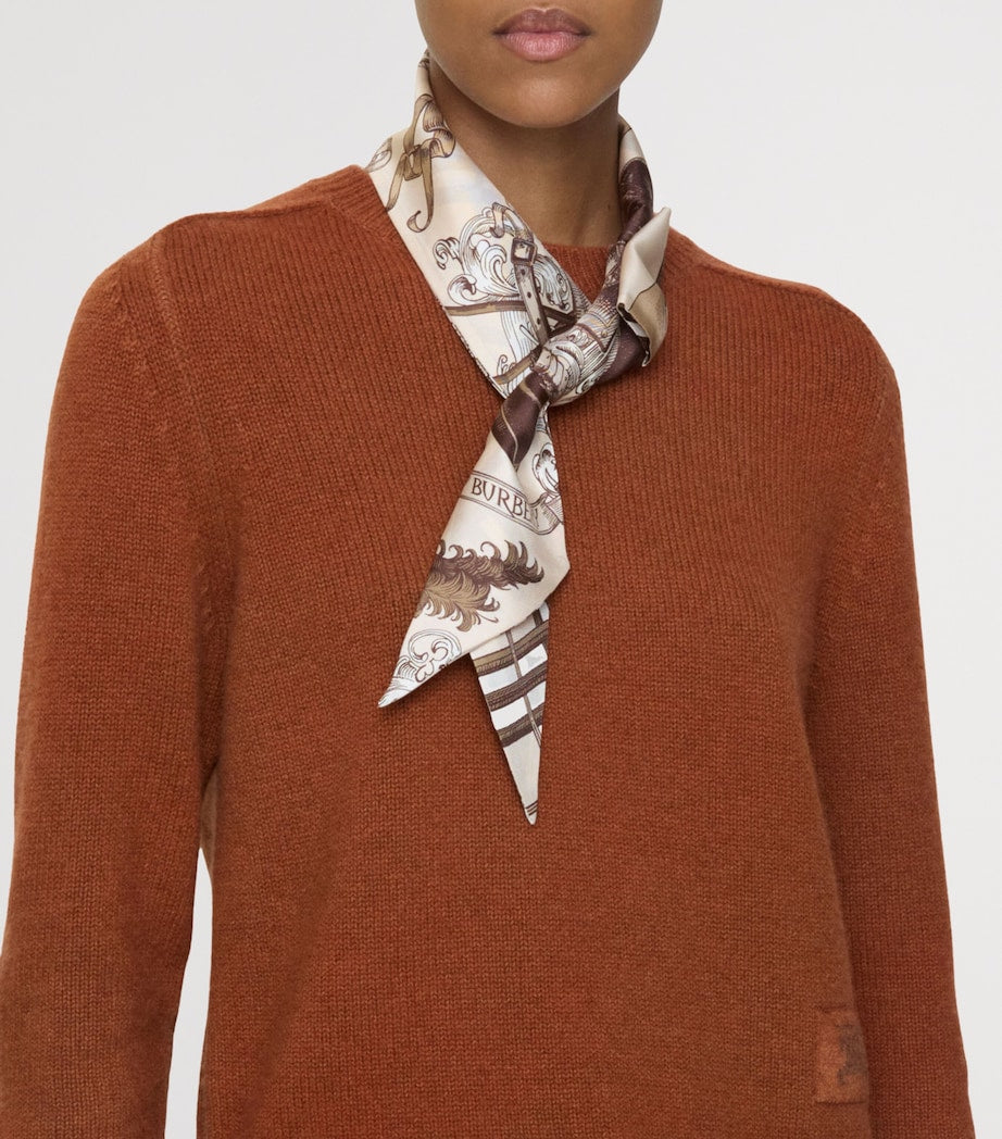 Beige Silk Reversible Skinny Scarf