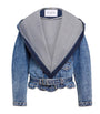 Blue Denim Hooded Biker Jacket