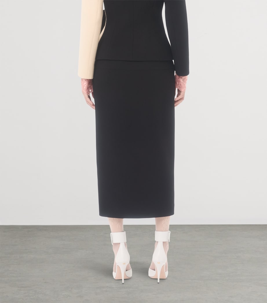 Valentino Black Virgin Wool Midi Skirt