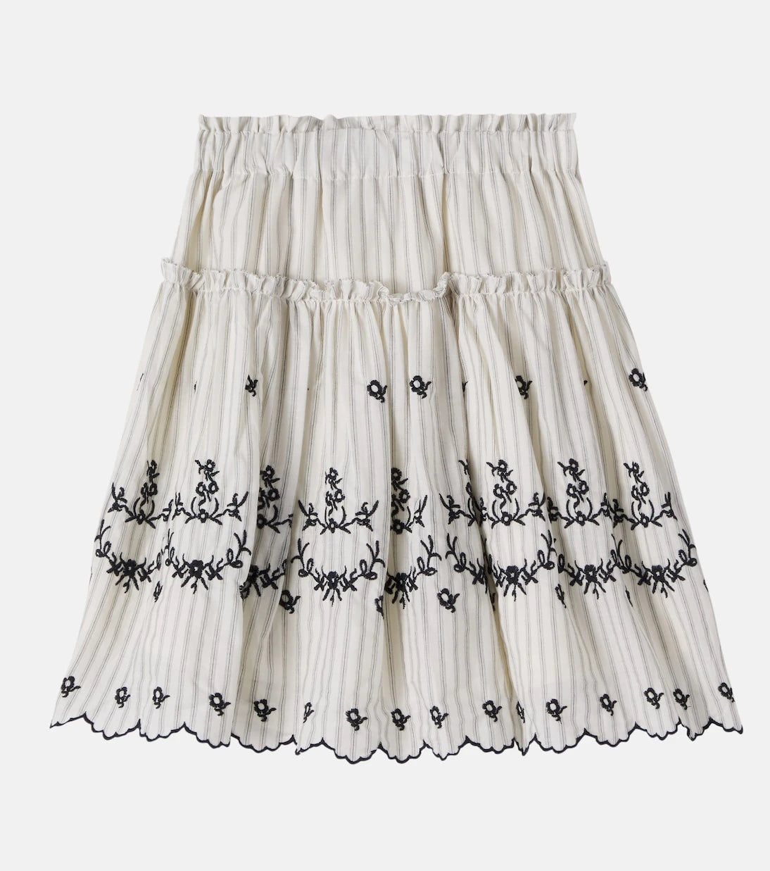 C'era Una Volta - Embroidered striped cotton skirt
