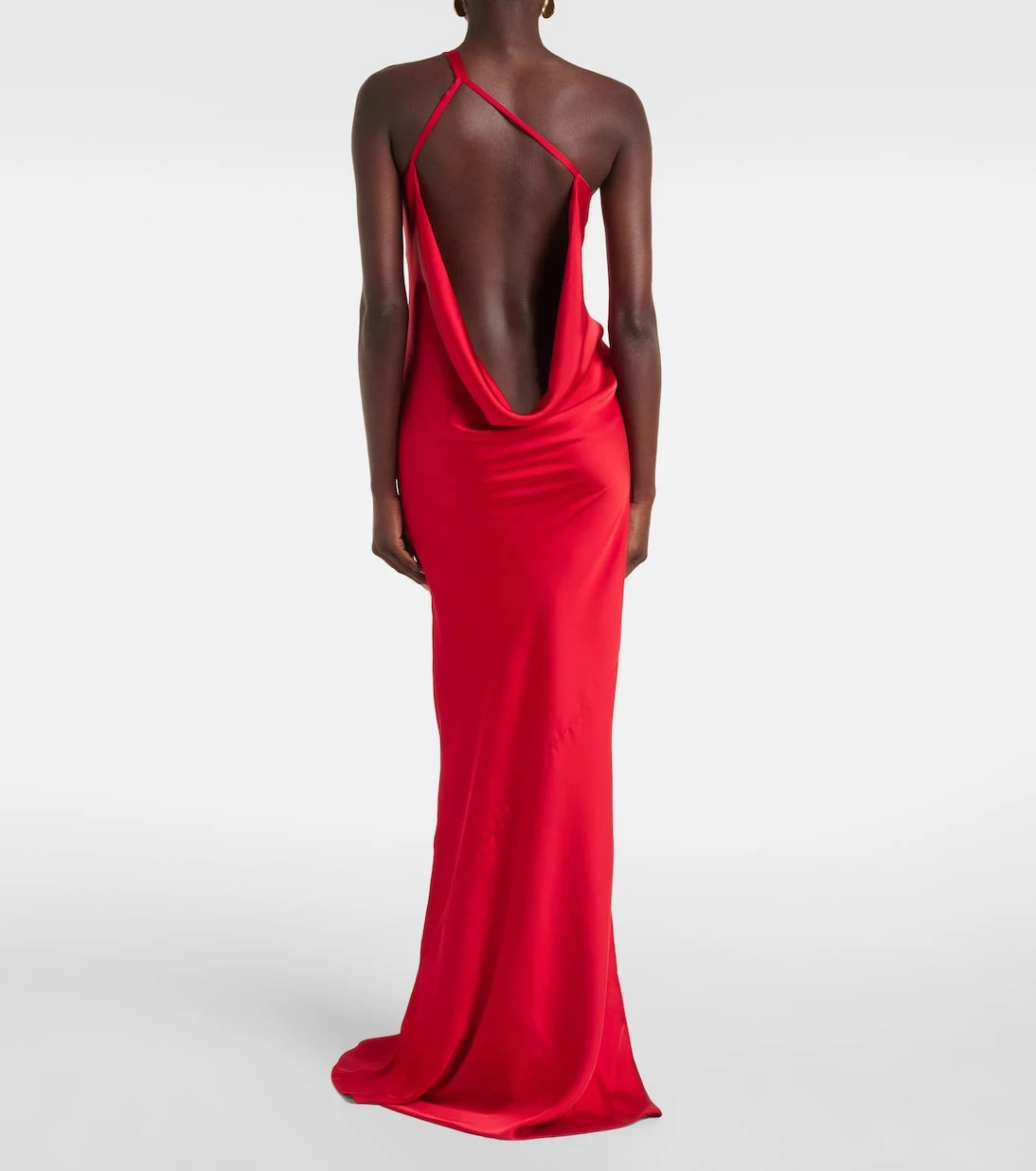Norma Kamali - Open-back one-shoulder satin gown