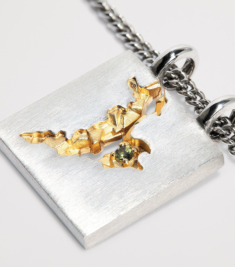 Tom Wood Sterling Silver and Tourmaline Mined Necklace