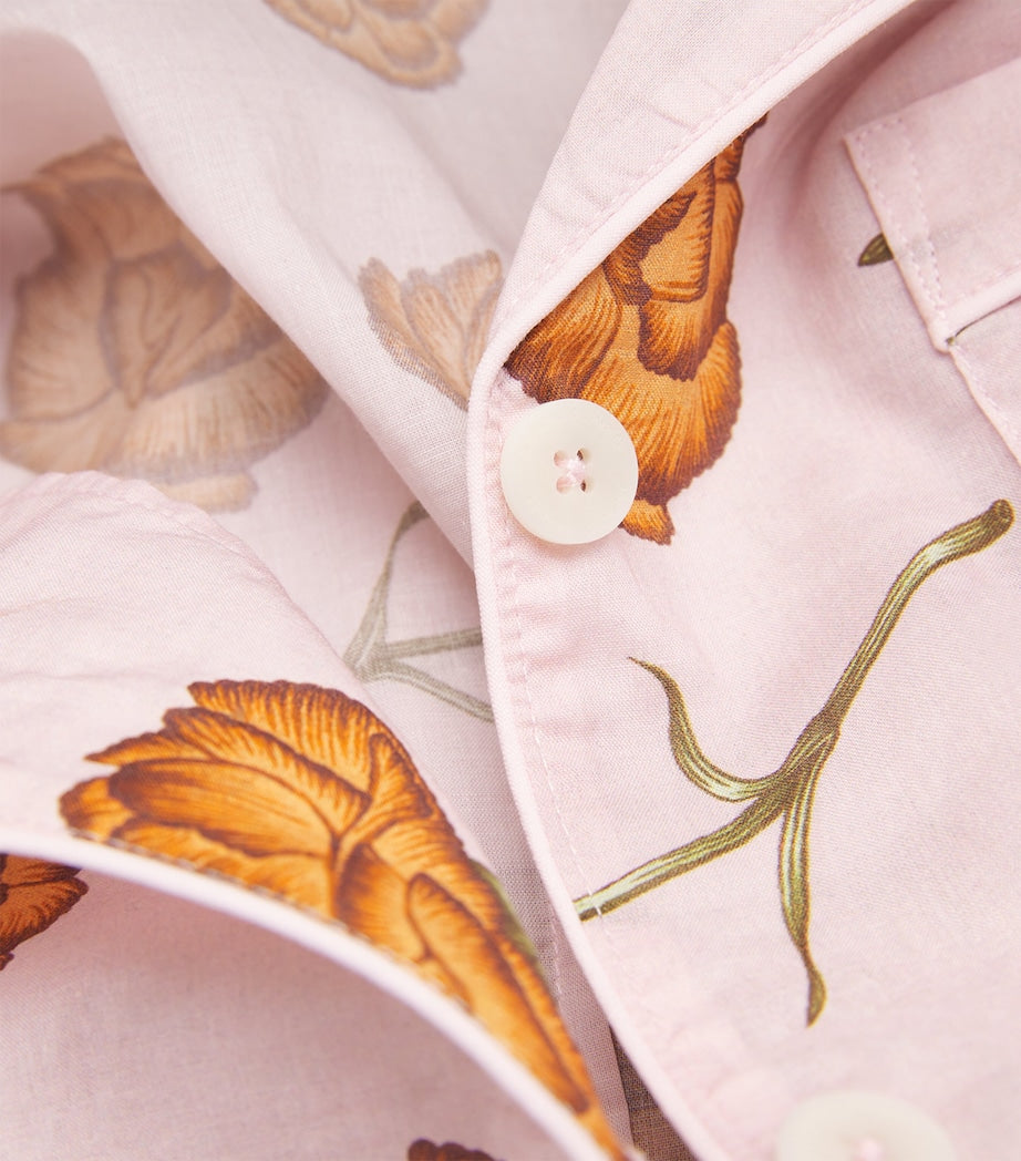 Desmond & Dempsey Pink Cotton Carnations Pyjama Set