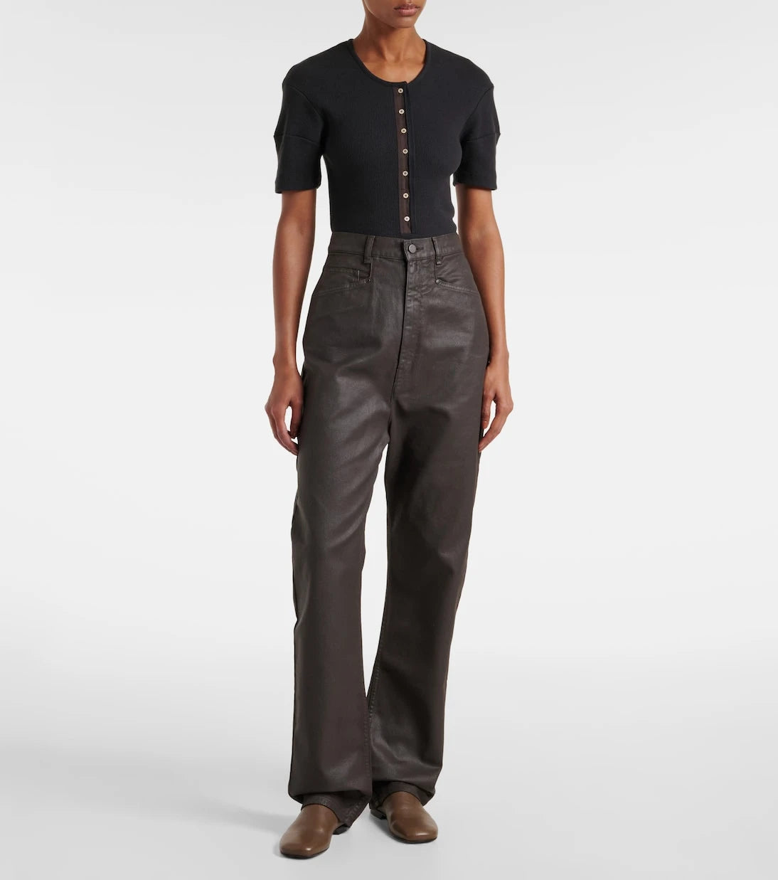 Lemaire - High-rise cotton wide-leg pants