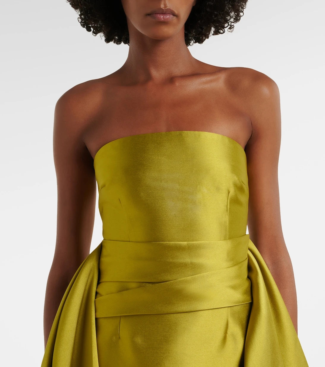 Solace London - Draped strapless satin gown