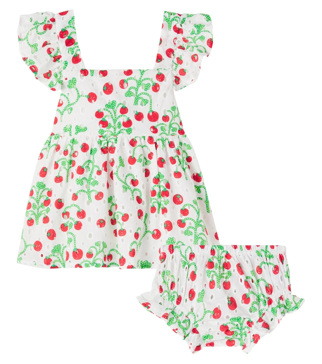 Fábula - Baby printed cotton dress and bloomers set