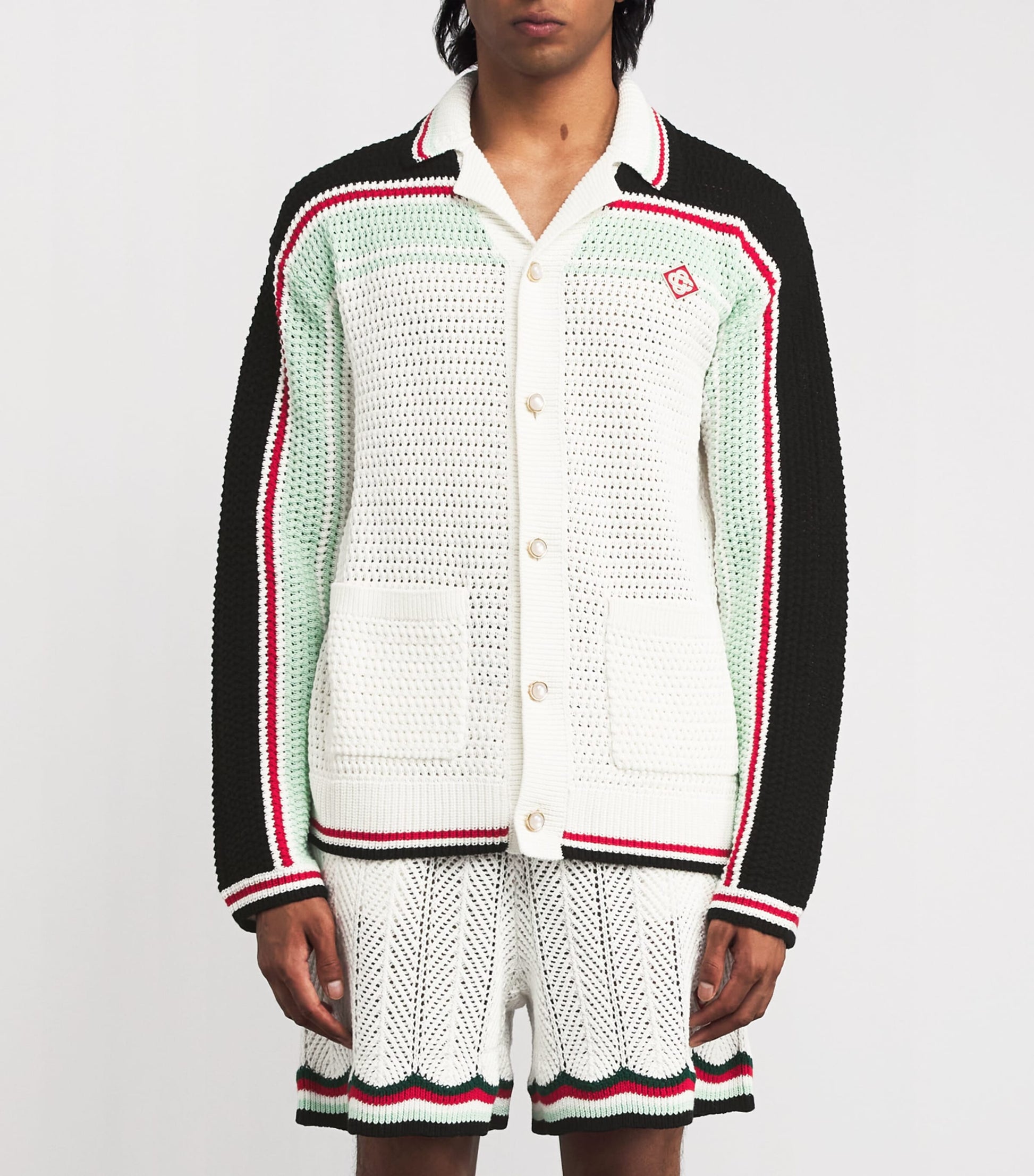 Casablanca Black Cotton Crochet Tennis Overshirt