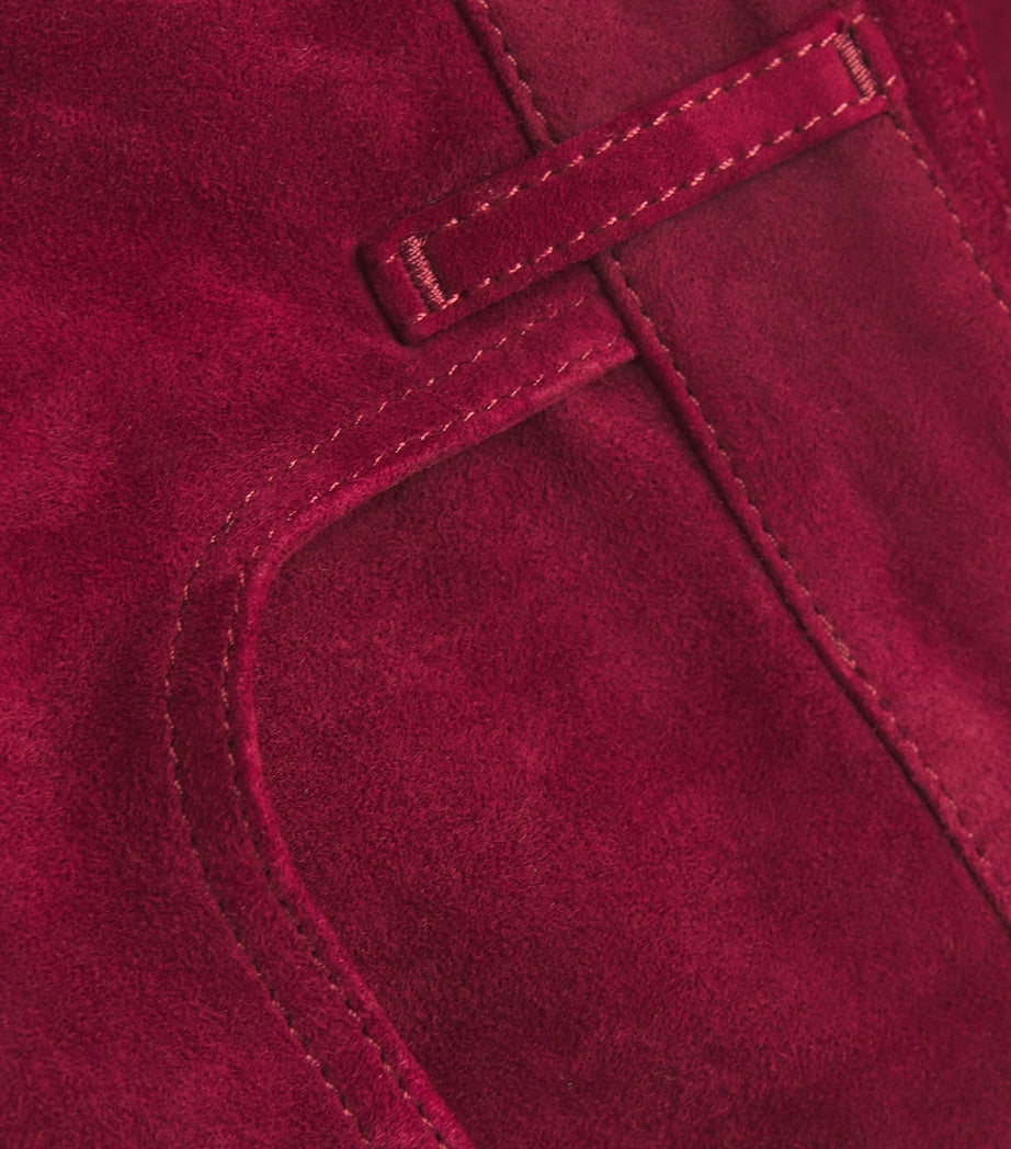 Red Suede Duke Stretch Slim Trousers