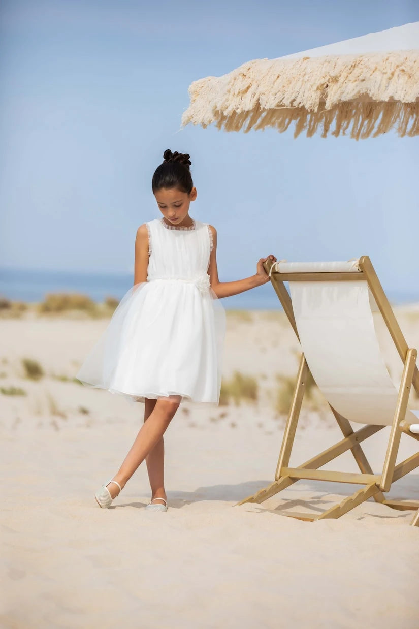 Patachou - Floral-appliqué tulle dress