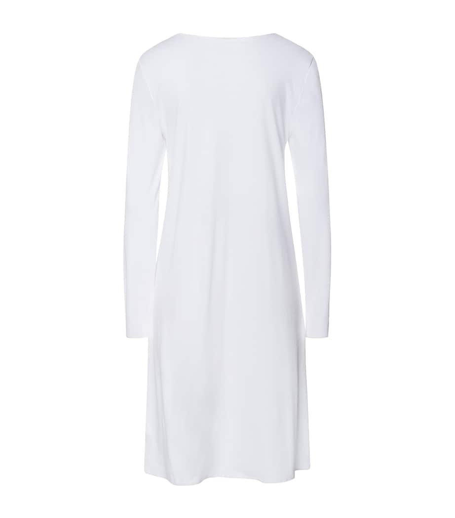 Hanro White Long-Sleeve Cotton Silk Nightdress