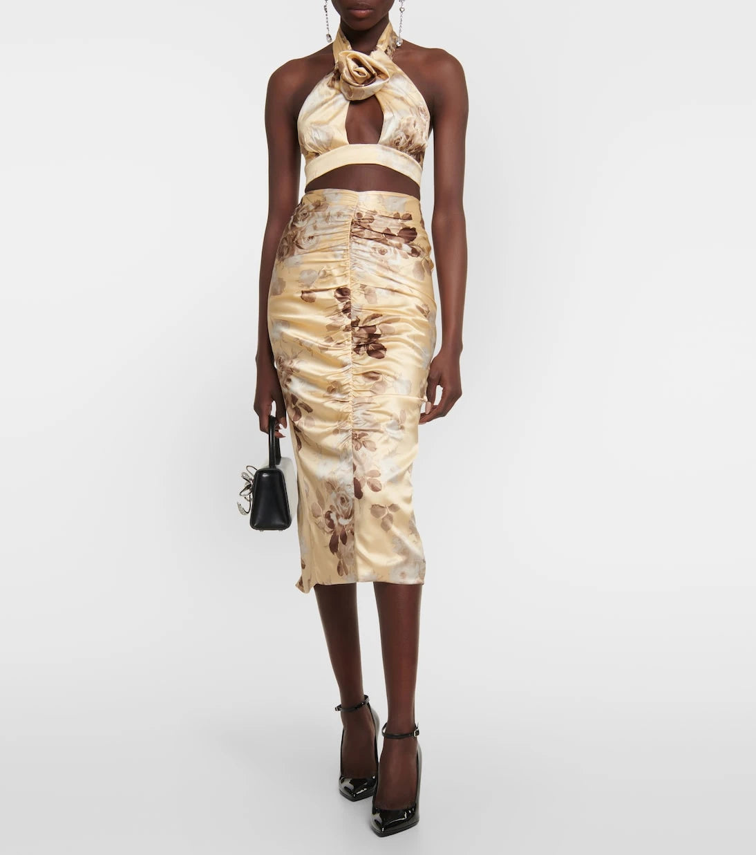 Alessandra Rich - Floral silk satin crop top