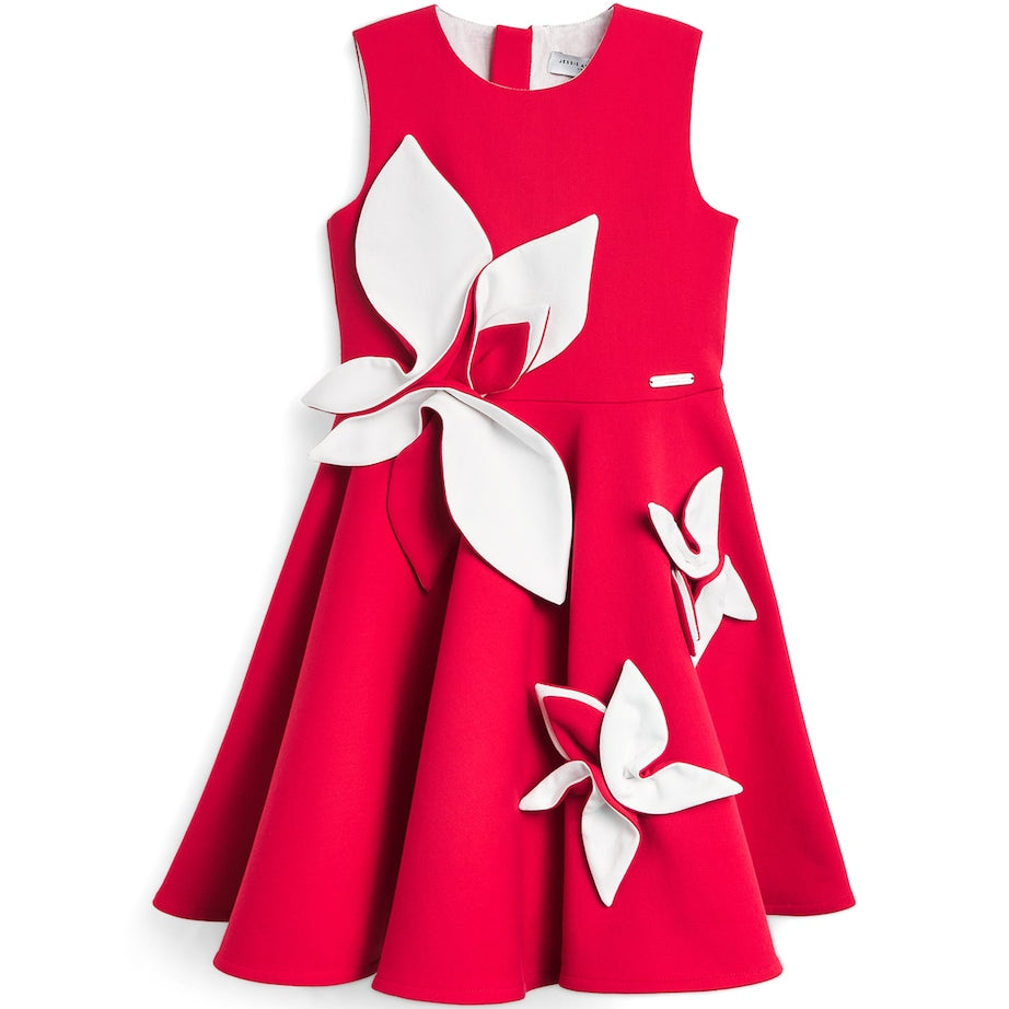 JESSIE AND JAMES Red Cotton-Blend Satin Magnolia Dress (4-14 Years)