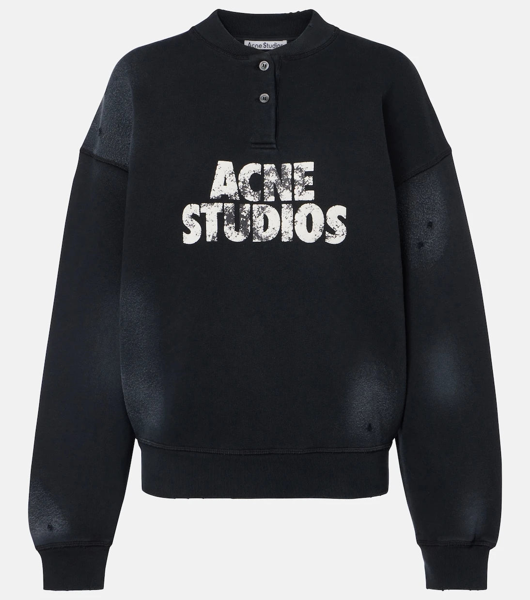 Acne Studios - سويت شيرت من القطن الممزق بشعار الماركة