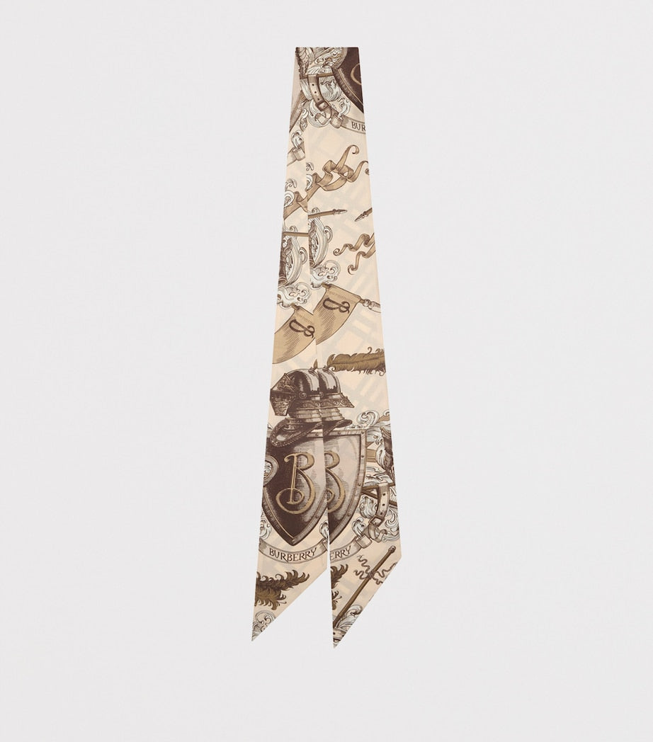 Beige Silk Reversible Skinny Scarf