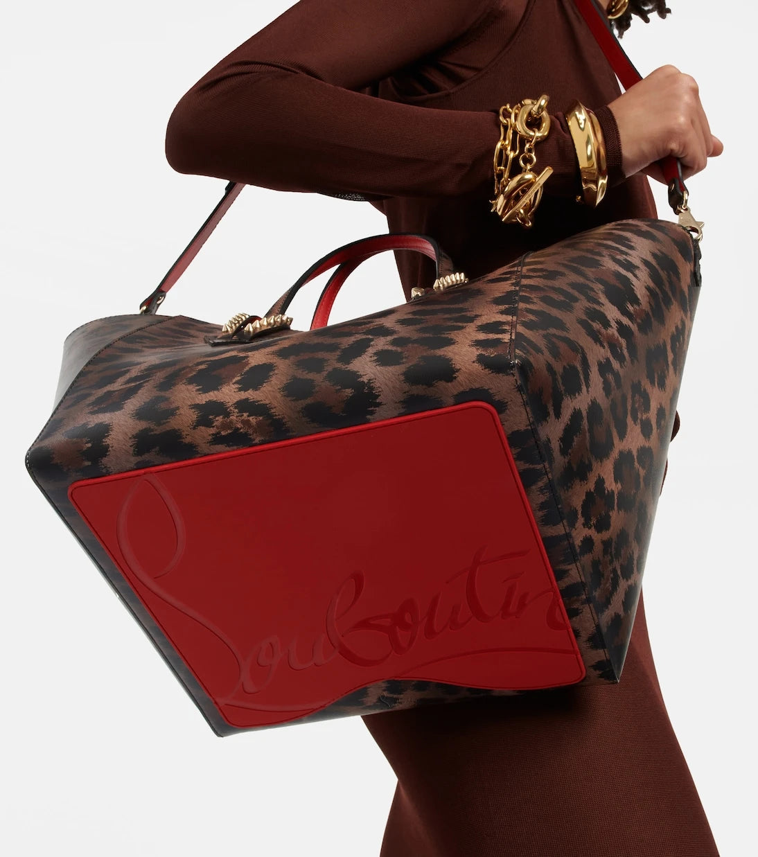 Christian Louboutin - حقيبة يد كاباشيك صغيرة بطبعة جلد الفهد