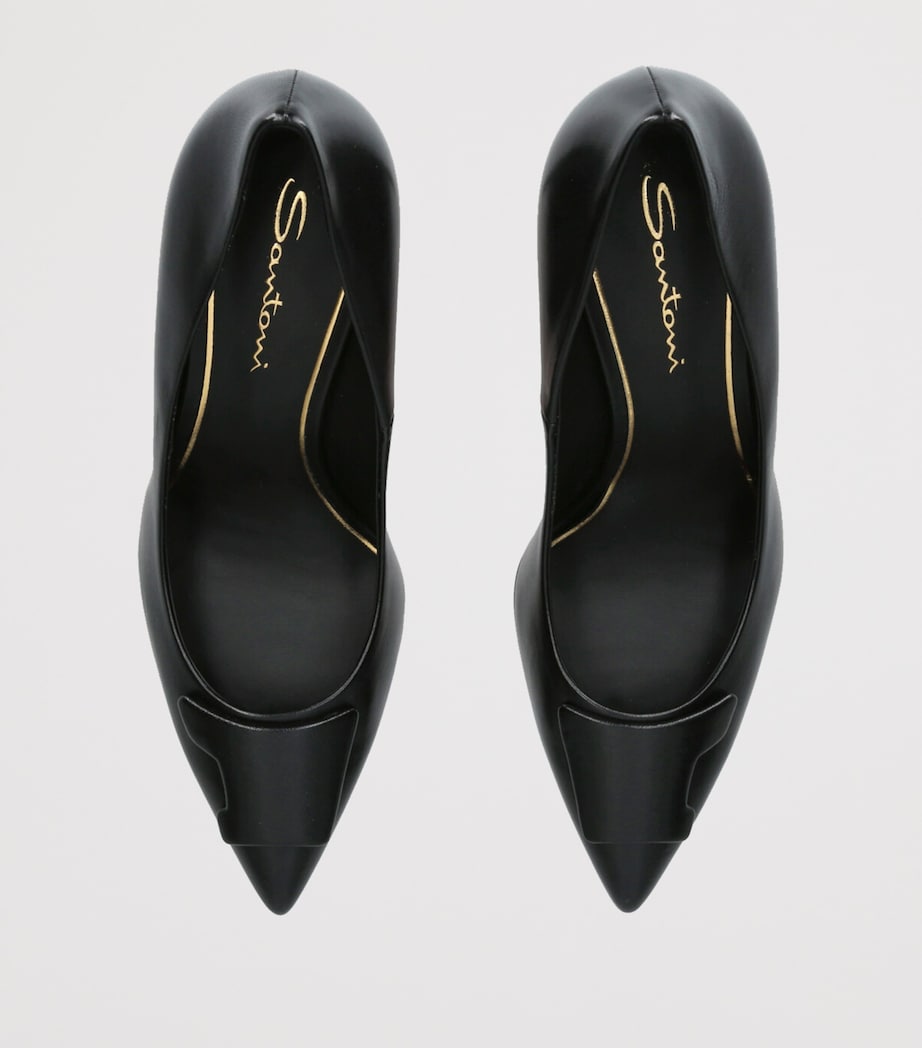 Santoni Black Leather Sibille Pumps 85