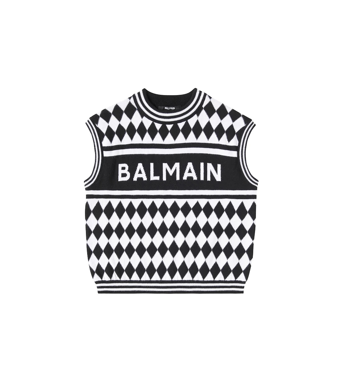 Balmain Kids - سترة صوفية بدون أكمام قطنية