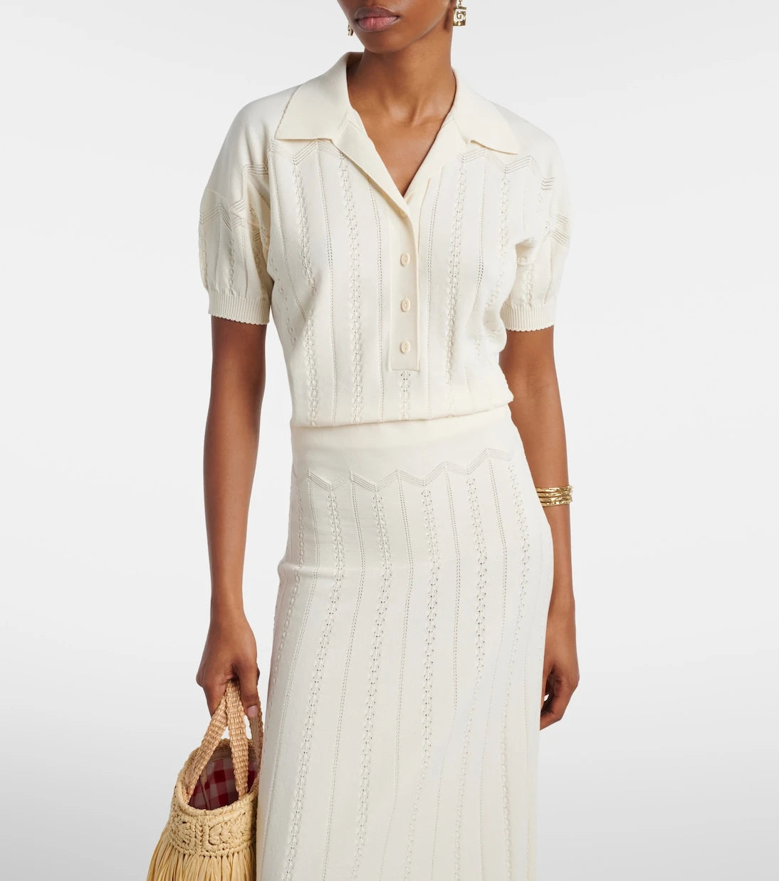 Faithfull - Acme pointelle cotton-blend polo shirt