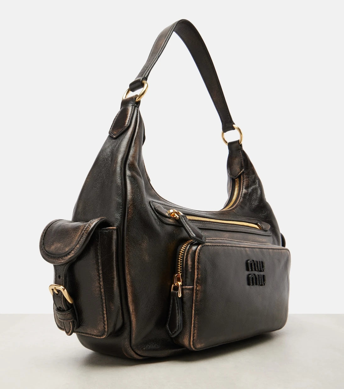Miu Miu - Distressed leather shoulder bag