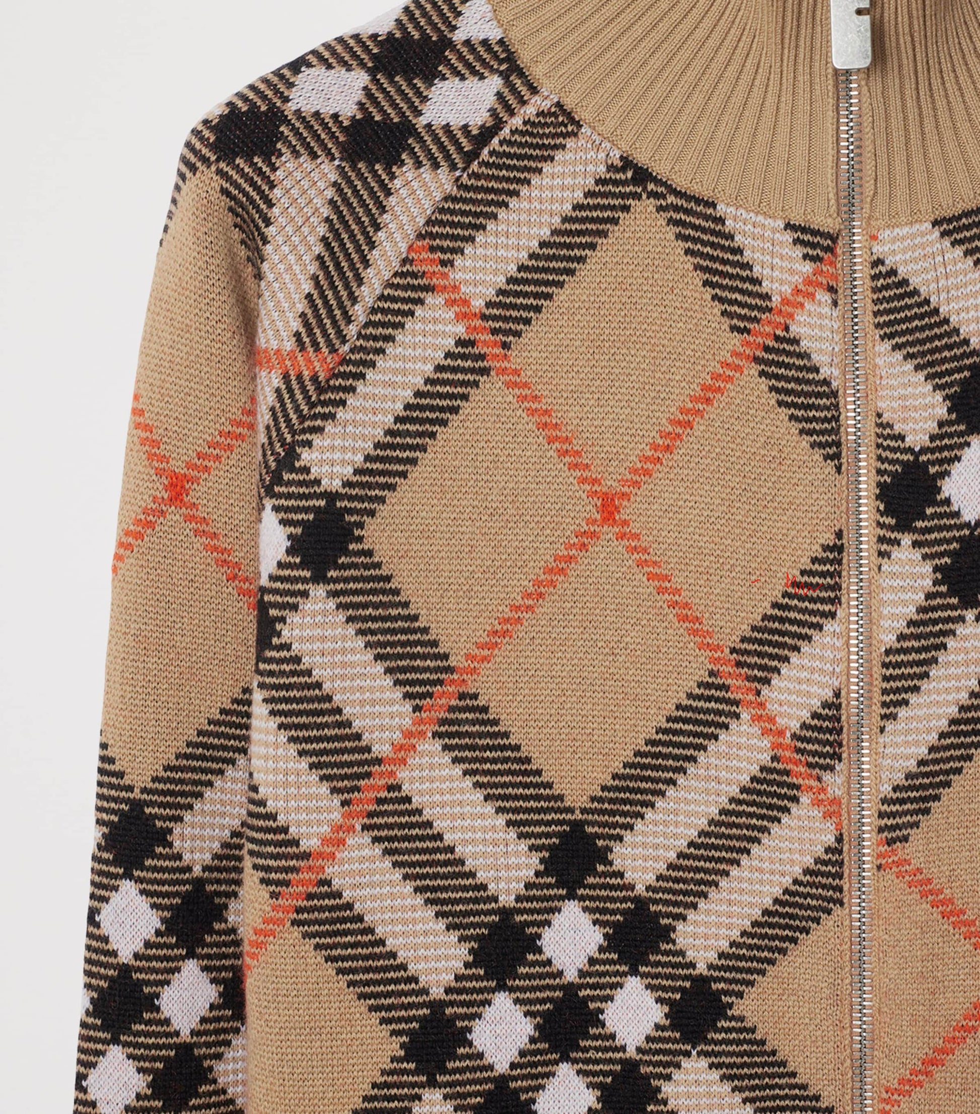 Burberry Beige Wool-Blend Check Track Jacket