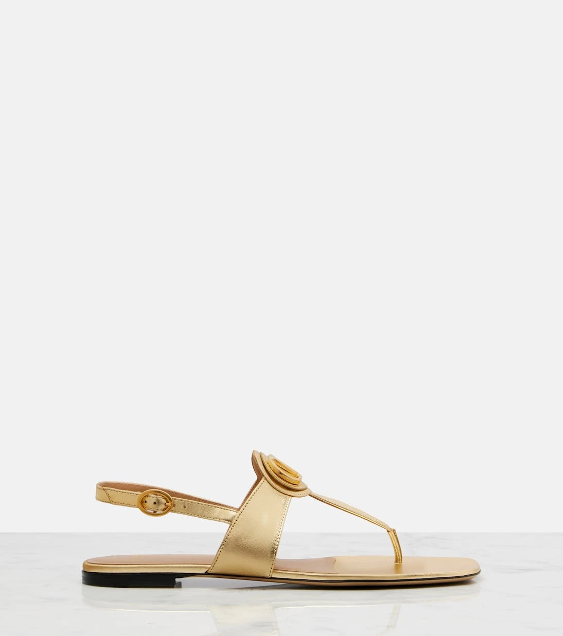 Valentino Garavani - VLogo metallic leather thong sandals