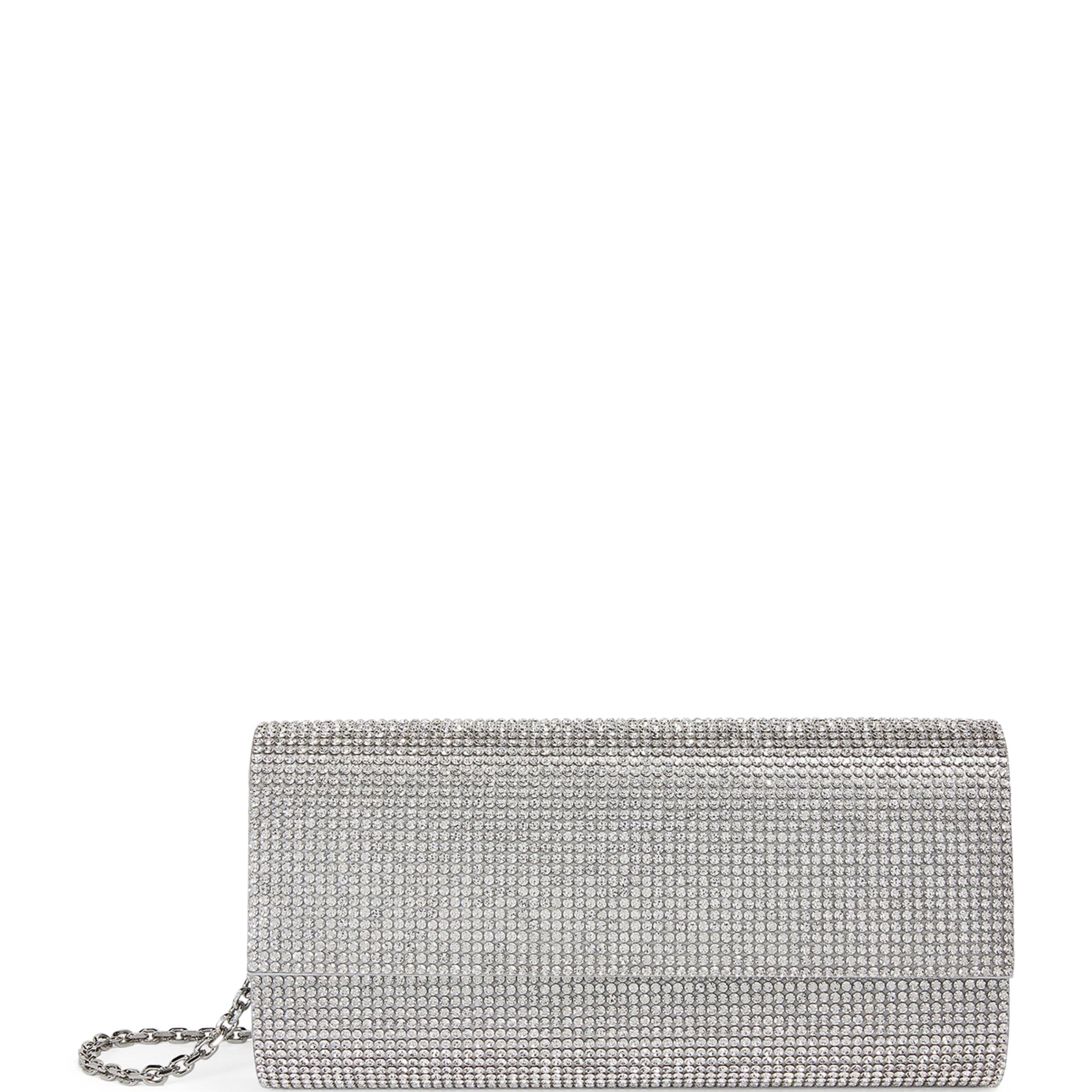 Satin Crystal-Embellished Perry Clutch Bag