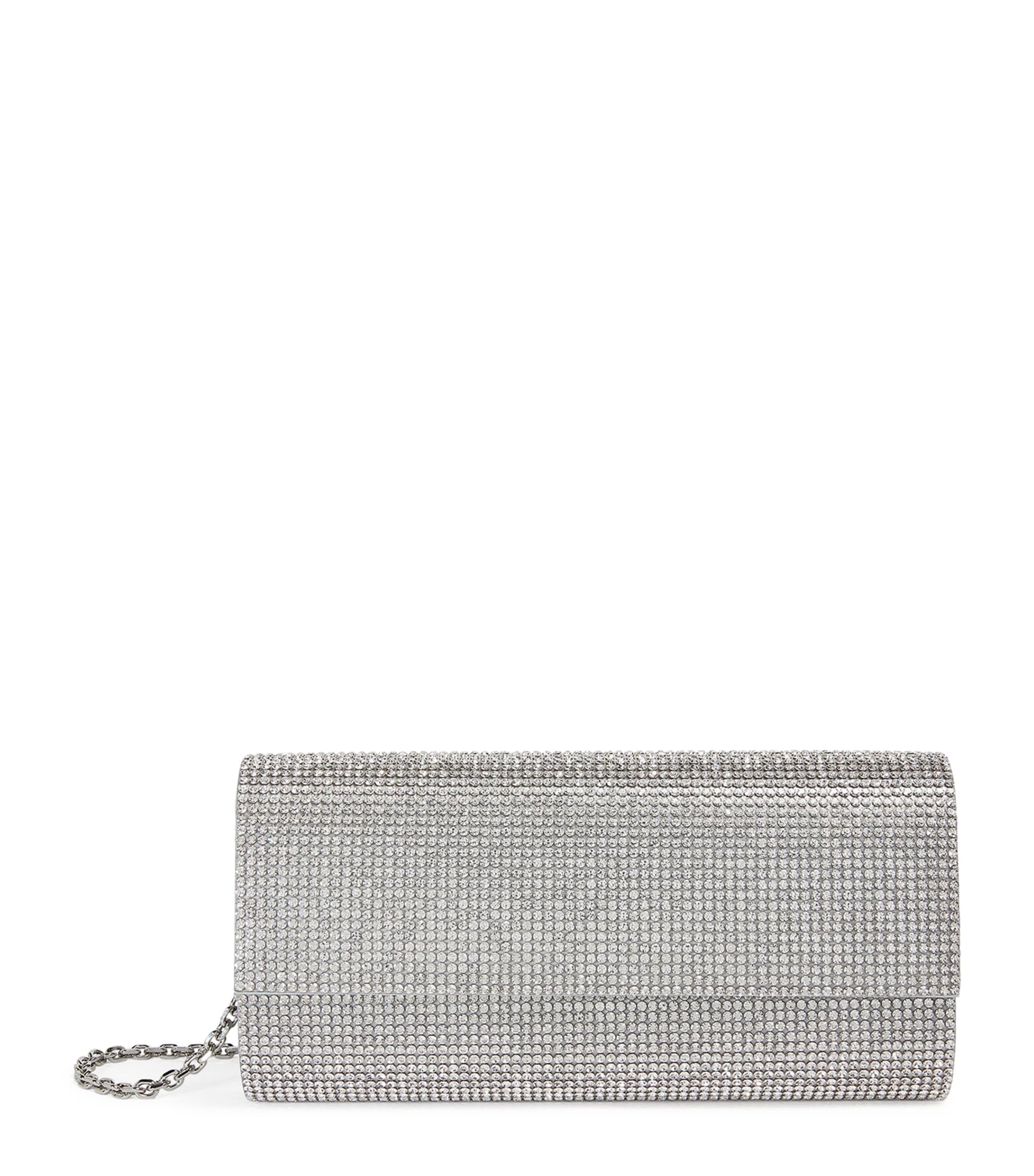 Satin Crystal-Embellished Perry Clutch Bag