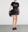 Black Lambskin Belted Mini Skirt