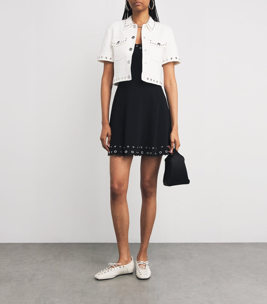 Maje White Short-Sleeve Studded Jacket