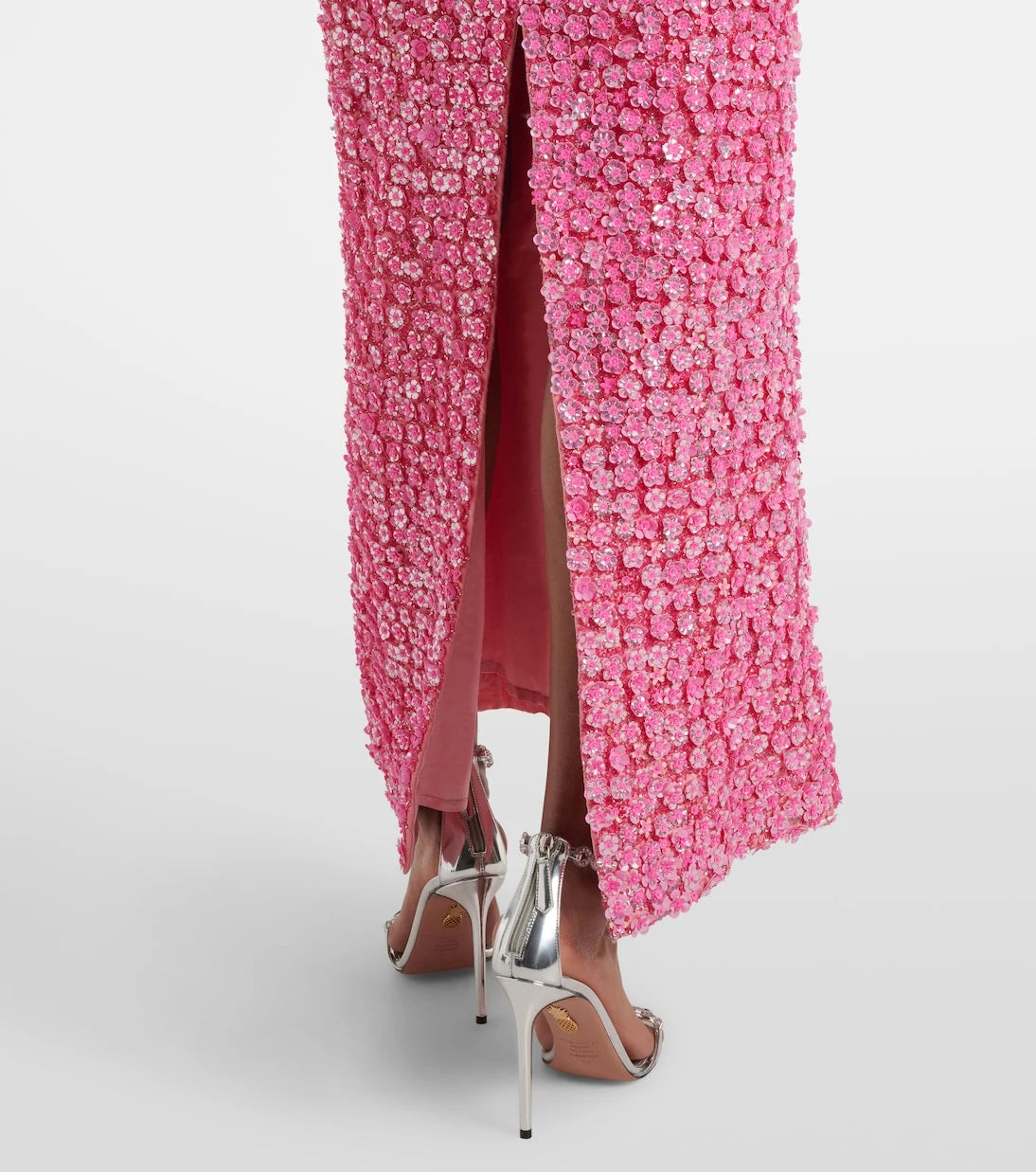 Là Fuori - Floral sequined silk gown