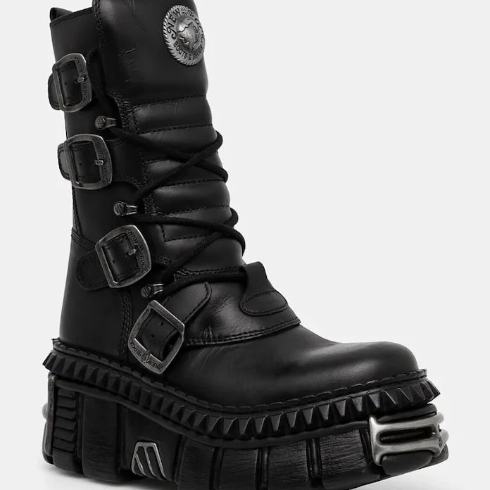 Кожени боти New Rock ITALI NEGRO NOMADA + TOWER CASCO + ACERO PICOS