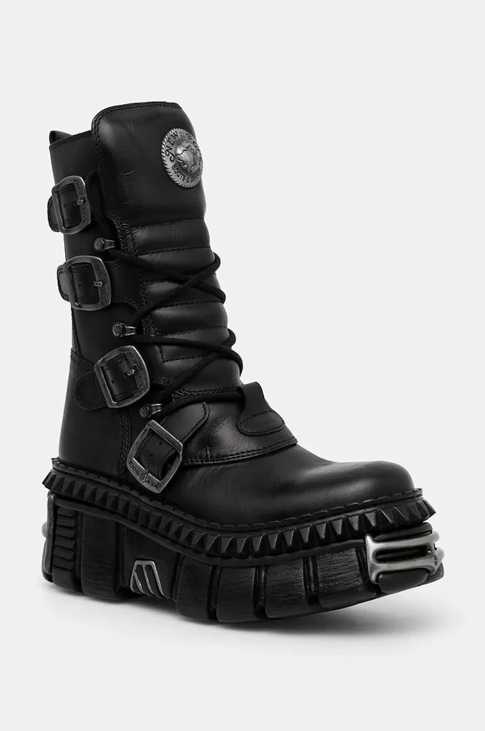 Кожени боти New Rock ITALI NEGRO NOMADA + TOWER CASCO + ACERO PICOS