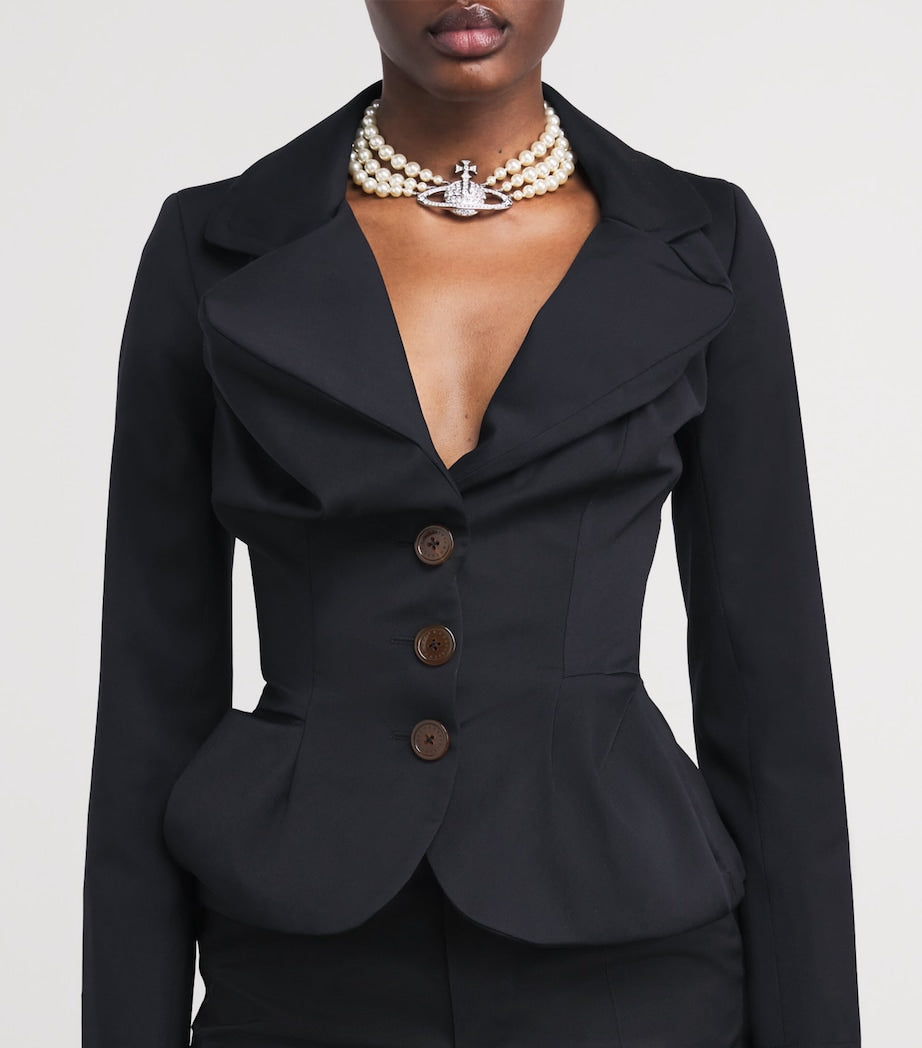 Vivienne Westwood Navy Virgin Wool Asymmetric Drunken Jacket